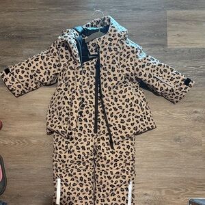 Zara Kids Leopard Print Snow Jacket and Bib